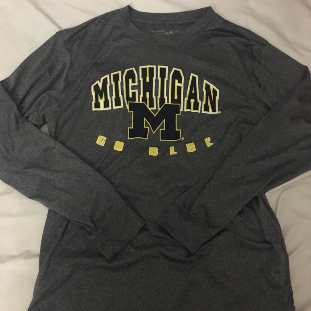 gray michigan long sleeve top